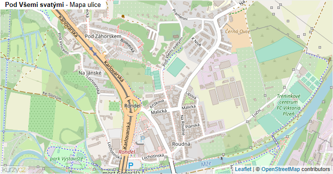 Pod Všemi svatými - mapa ulice