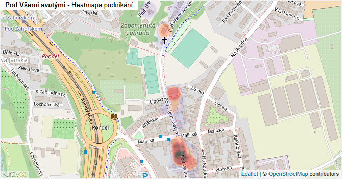 Pod Všemi svatými - mapa podnikání