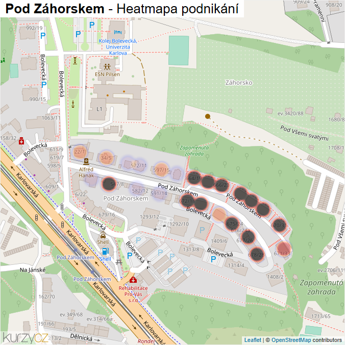 Mapa Pod Záhorskem - Firmy v ulici.