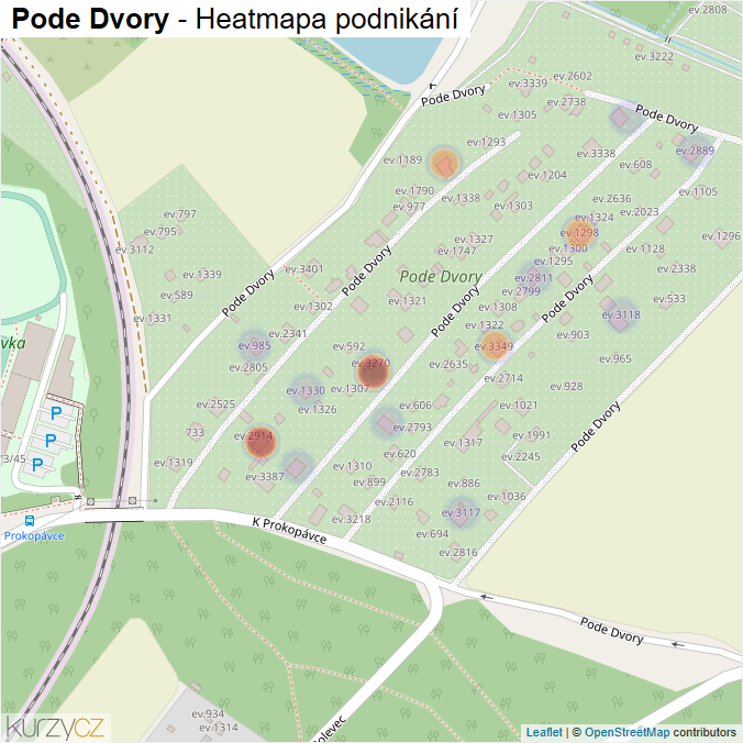 Mapa Pode Dvory - Firmy v ulici.