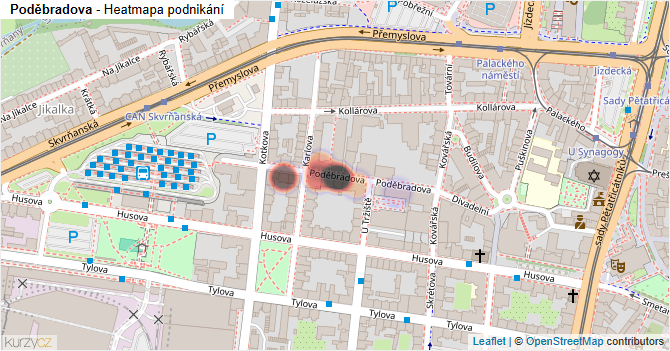 Poděbradova - mapa podnikání
