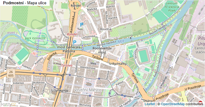 Podmostní - mapa ulice