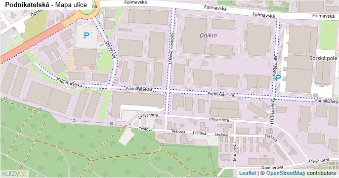 Podnikatelská - mapa ulice