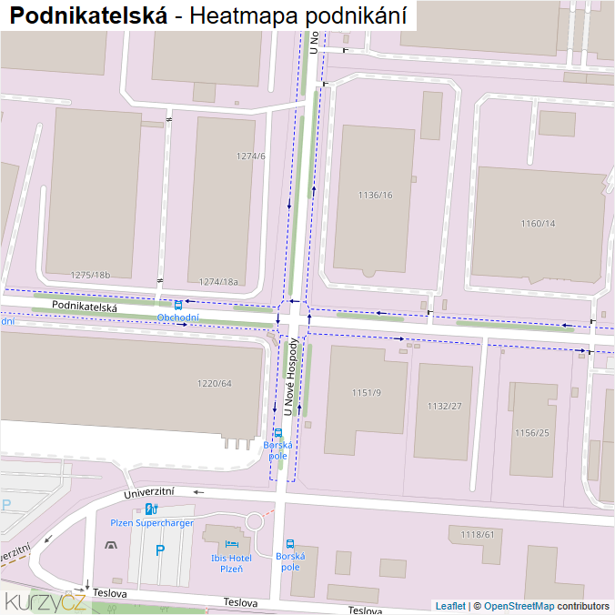 Mapa Podnikatelská - Firmy v ulici.
