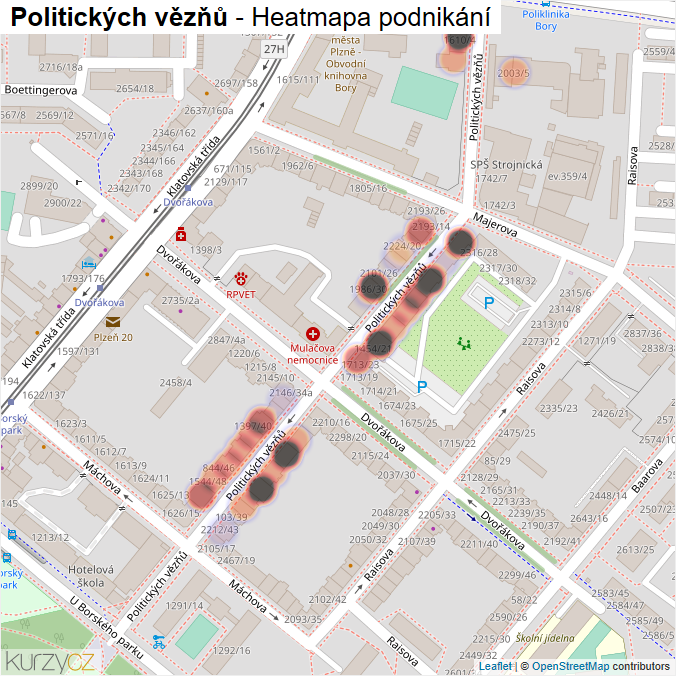 Mapa Politických vězňů - Firmy v ulici.