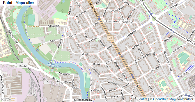 Polní - mapa ulice