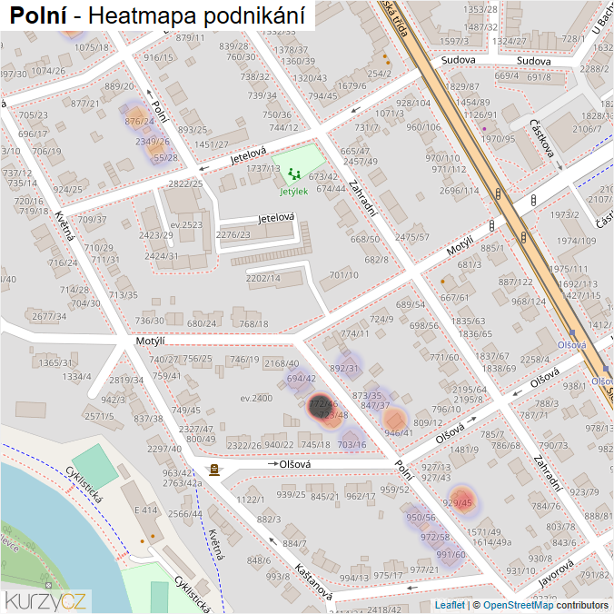 Mapa Polní - Firmy v ulici.