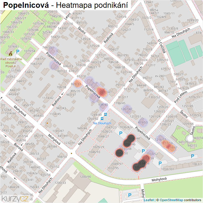 Mapa Popelnicová - Firmy v ulici.