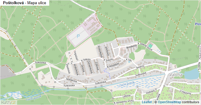 Poštolková - mapa ulice