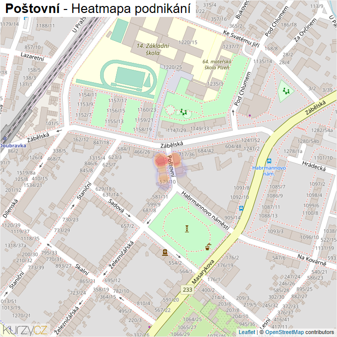 Mapa Poštovní - Firmy v ulici.