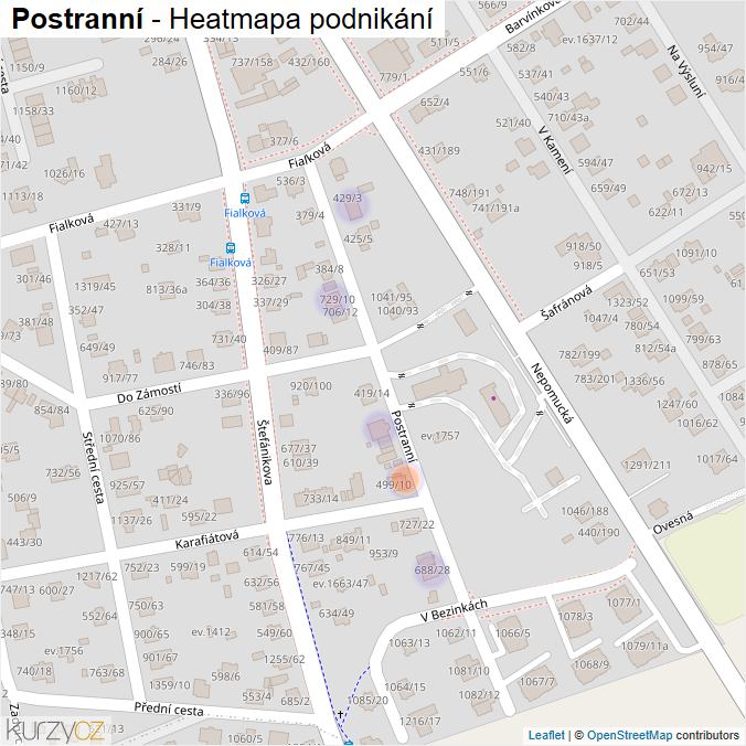 Mapa Postranní - Firmy v ulici.