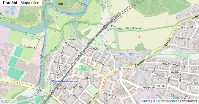 Potoční - mapa ulice
