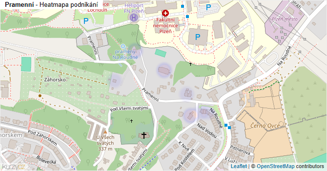Pramenní - mapa podnikání