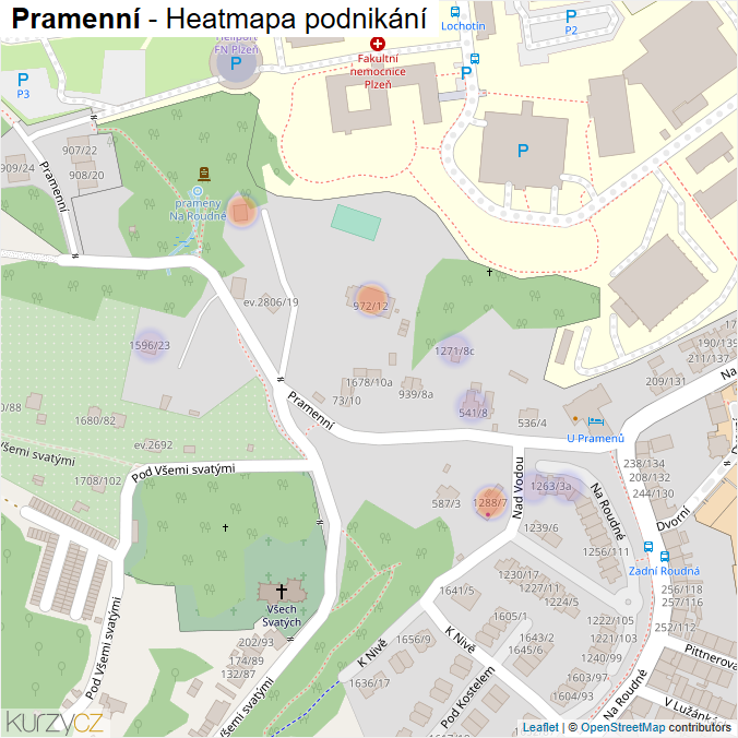 Mapa Pramenní - Firmy v ulici.