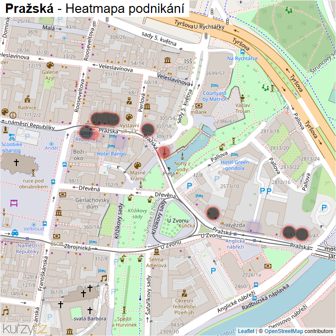 Mapa Pražská - Firmy v ulici.