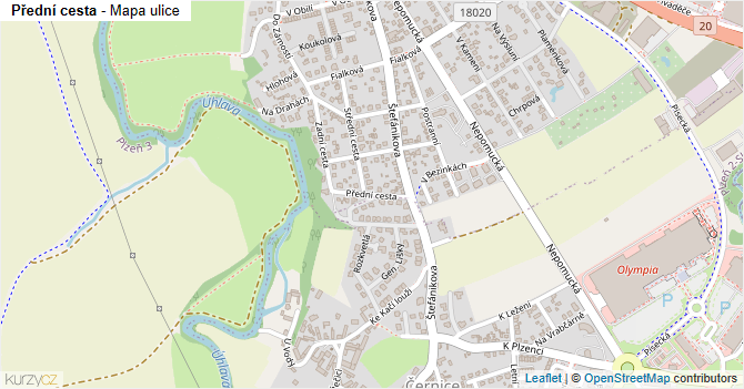 Přední cesta - mapa ulice
