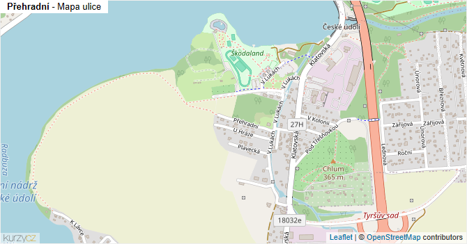 Přehradní - mapa ulice