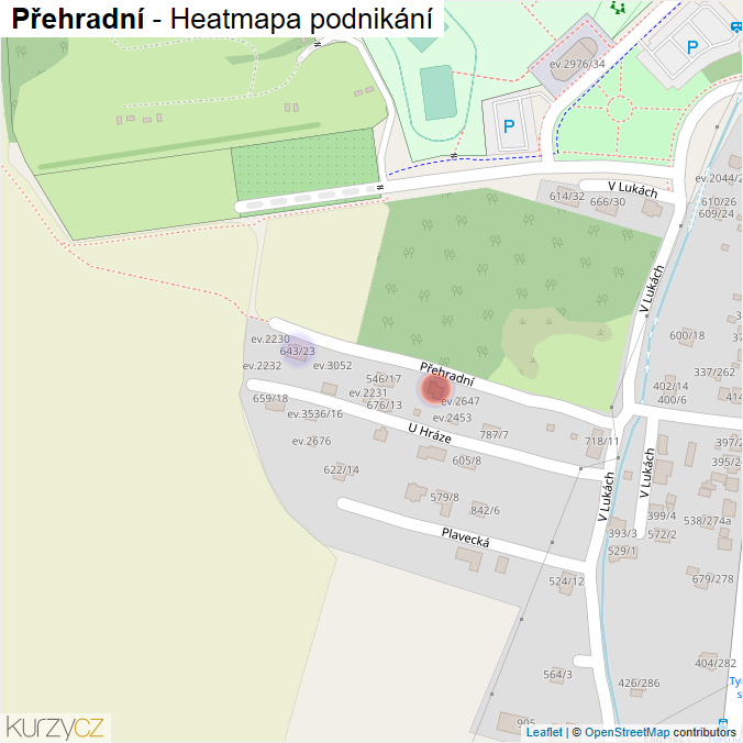 Mapa Přehradní - Firmy v ulici.