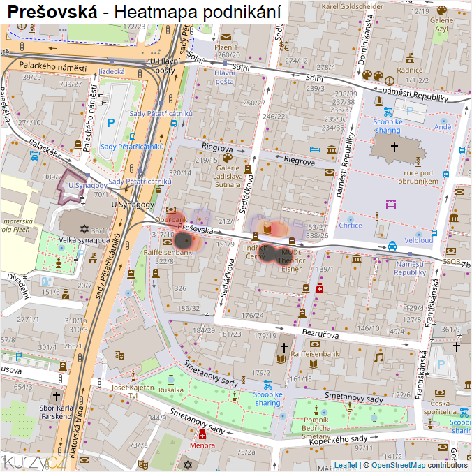 Mapa Prešovská - Firmy v ulici.