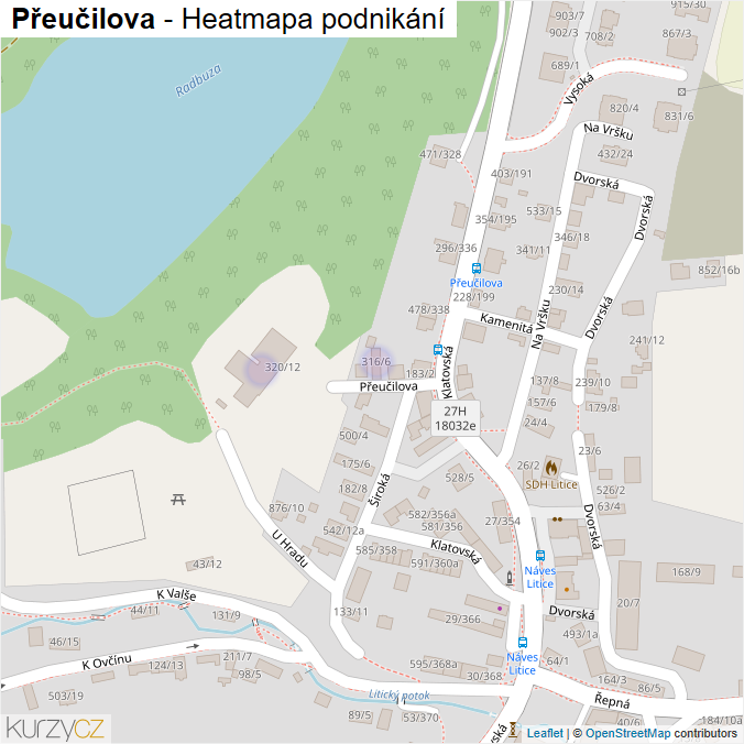 Mapa Přeučilova - Firmy v ulici.
