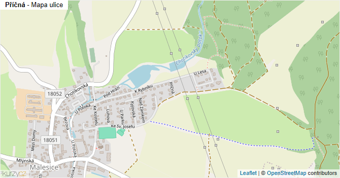 Příčná - mapa ulice