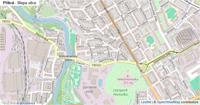 Příkrá - mapa ulice