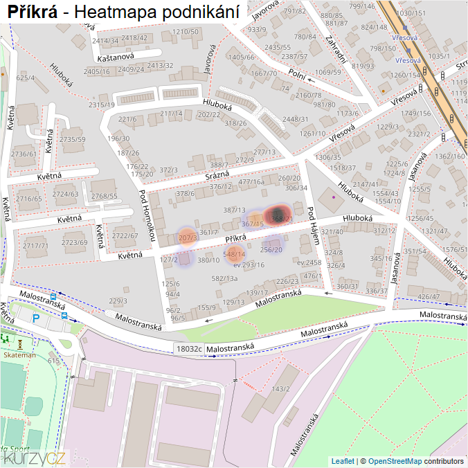 Mapa Příkrá - Firmy v ulici.