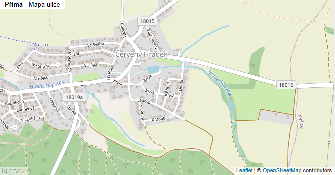 Přímá - mapa ulice
