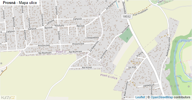 Prosná - mapa ulice