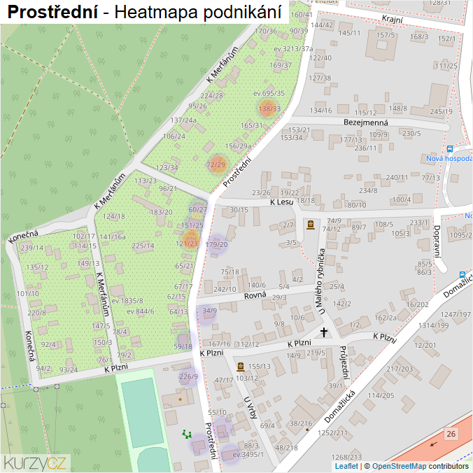 Mapa Prostřední - Firmy v ulici.