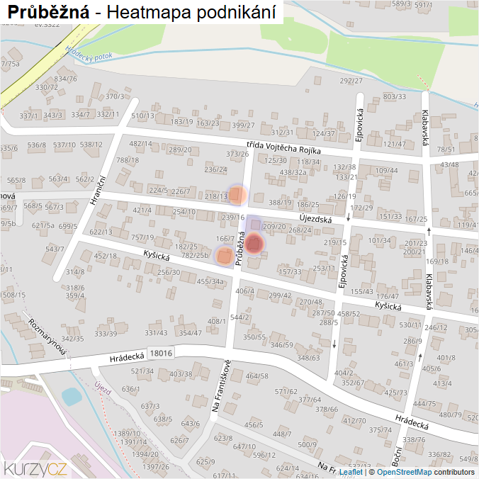 Mapa Průběžná - Firmy v ulici.