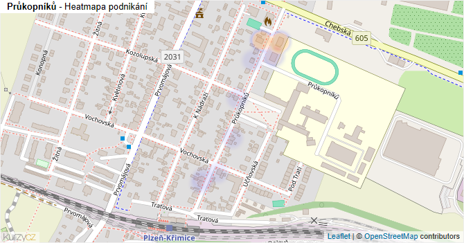 Průkopníků - mapa podnikání