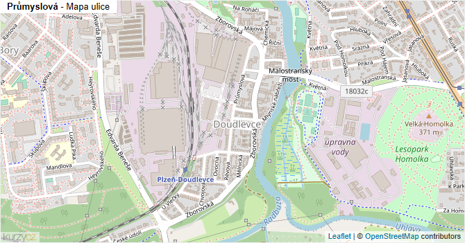 Průmyslová - mapa ulice