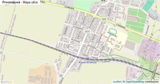 Prvomájová - mapa ulice