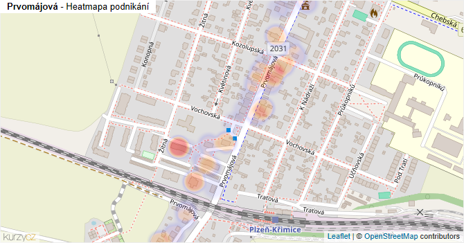 Prvomájová - mapa podnikání