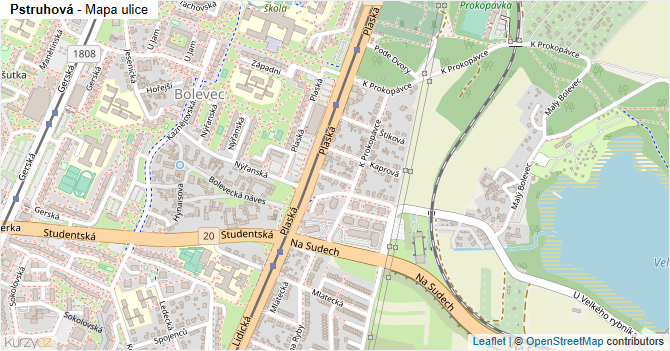 Pstruhová - mapa ulice