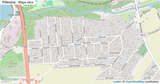 Půlnoční - mapa ulice