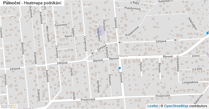 Půlnoční - mapa podnikání