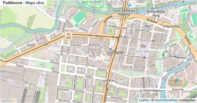 Puškinova - mapa ulice