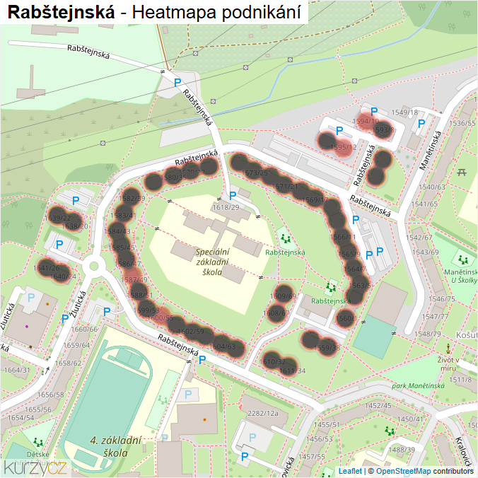 Mapa Rabštejnská - Firmy v ulici.