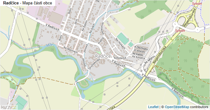 Radčice - mapa části obce