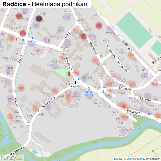 Mapa Radčice - Firmy v části obce.