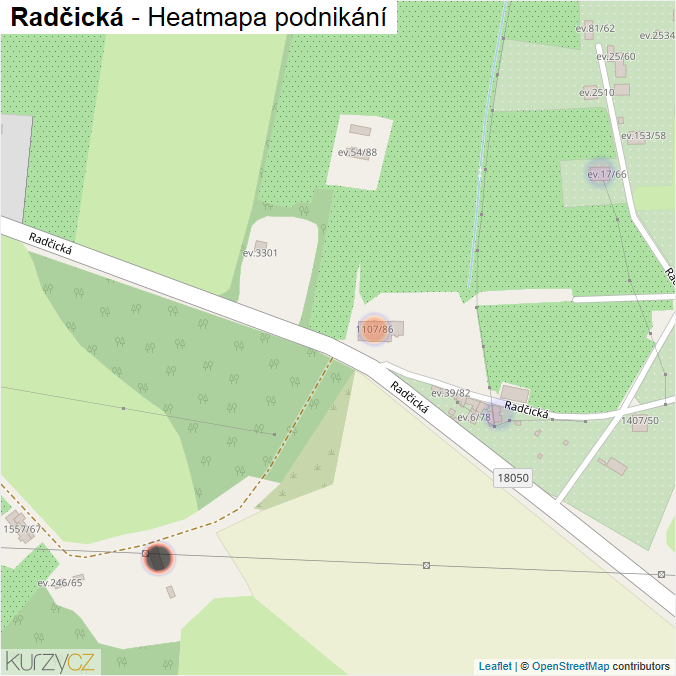 Mapa Radčická - Firmy v ulici.