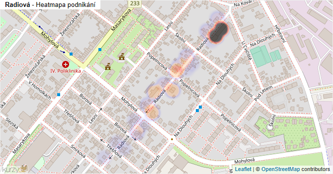 Radiová - mapa podnikání