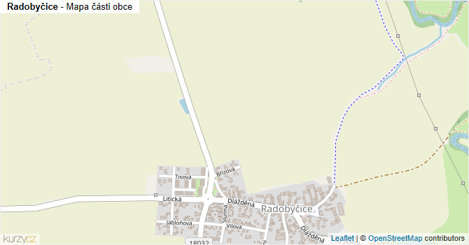 Radobyčice - mapa části obce