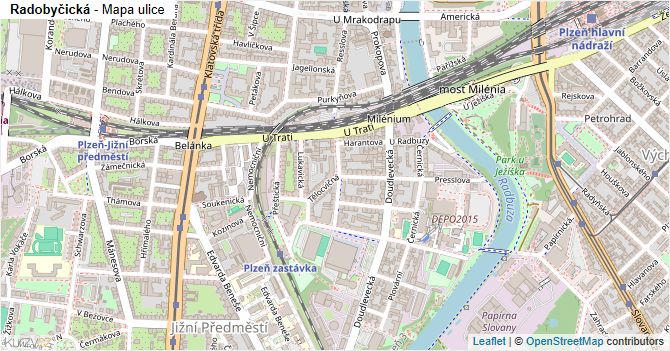 Radobyčická - mapa ulice