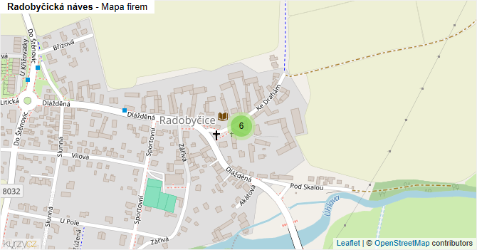Radobyčická náves - mapa firem