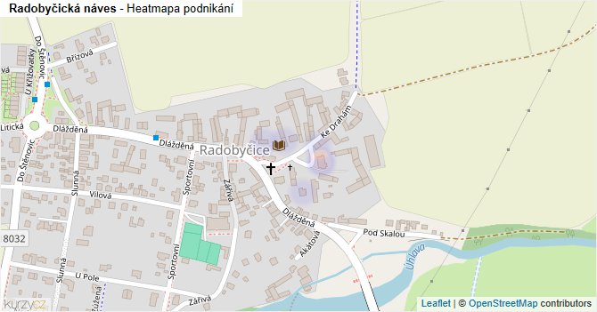 Radobyčická náves - mapa podnikání