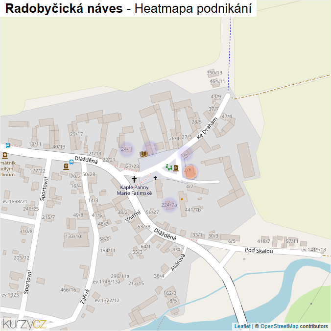Mapa Radobyčická náves - Firmy v ulici.