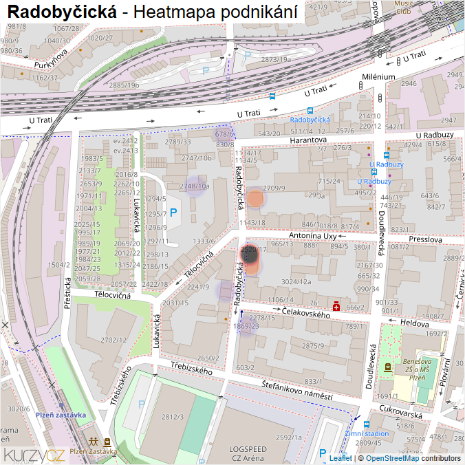 Mapa Radobyčická - Firmy v ulici.